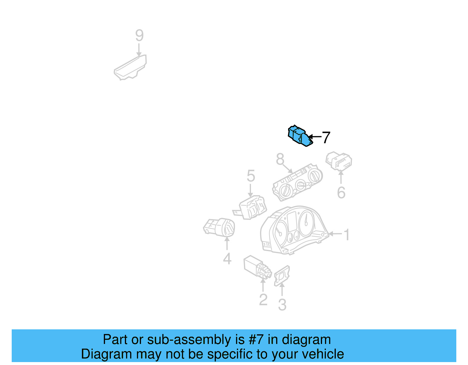 Hazard Switch 1K0-953-509-A - View 5