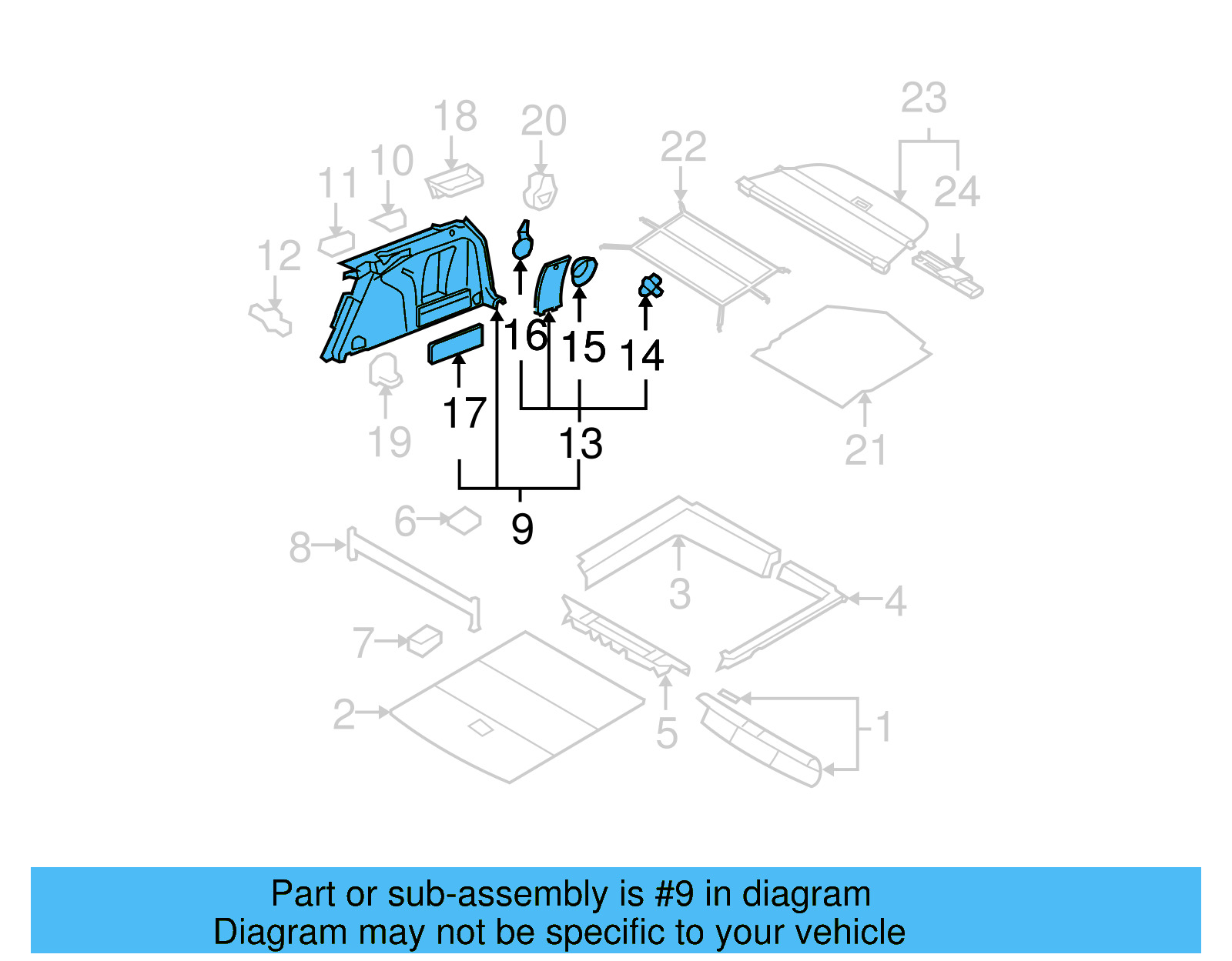 Trunk Side Trim 3C9-867-427-AT-FEE - View 4
