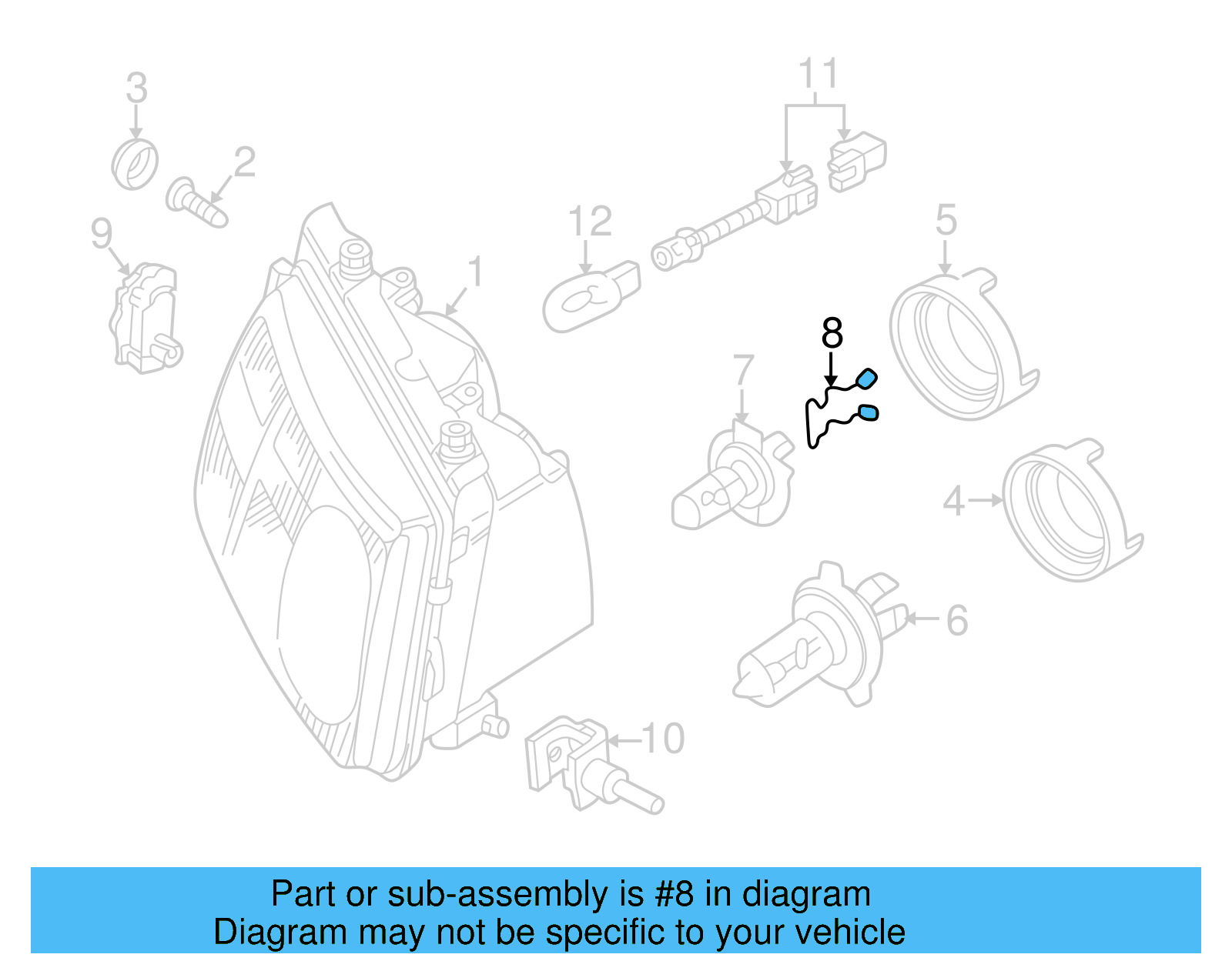 Low Beam Bulb Spring 3B0-941-160-A - View 9