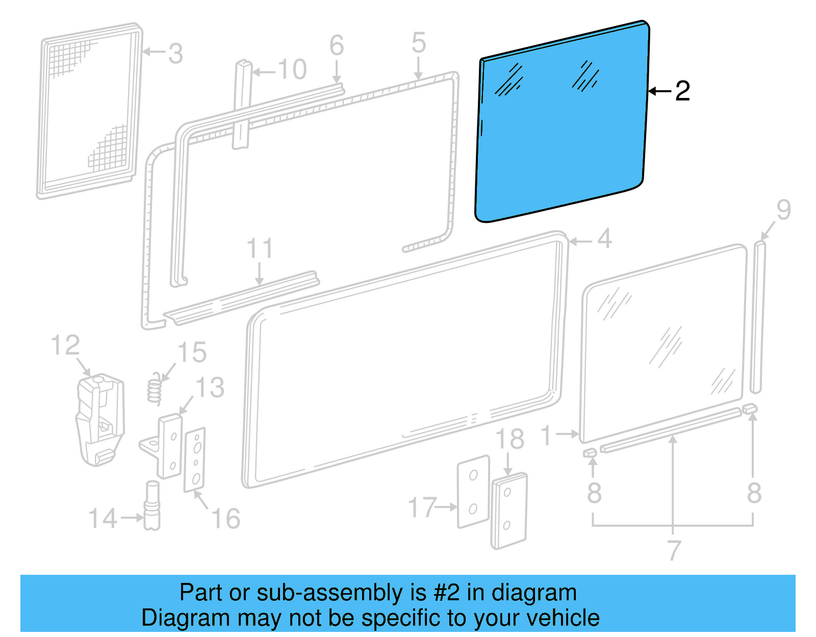 Glass Assembly 7D0-847-712-Q-01C - View 2