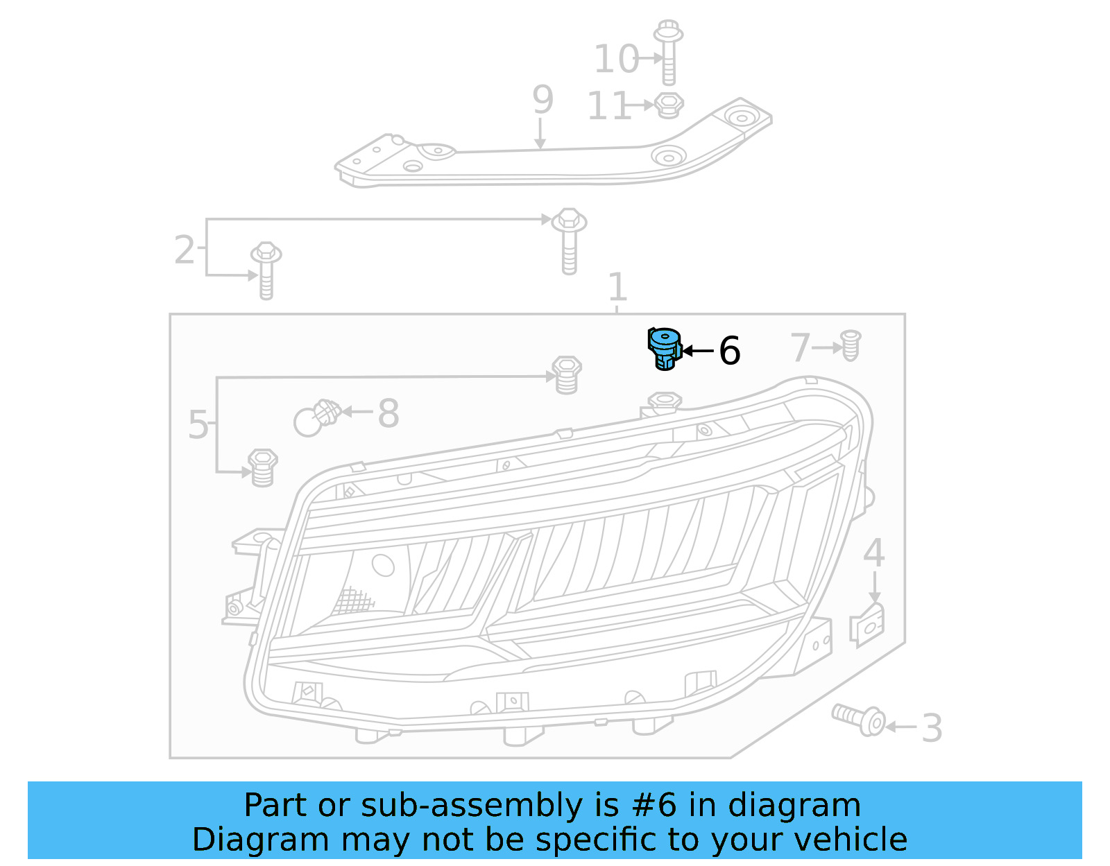 Headlamp Assembly Retainer Nut 56D-941-141 - View 6