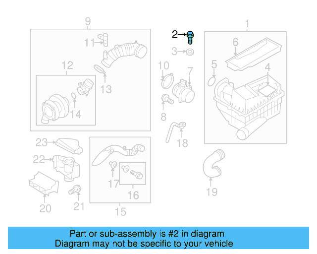 Air Cleaner Assembly Bolt 1K0-129-381 - View 33