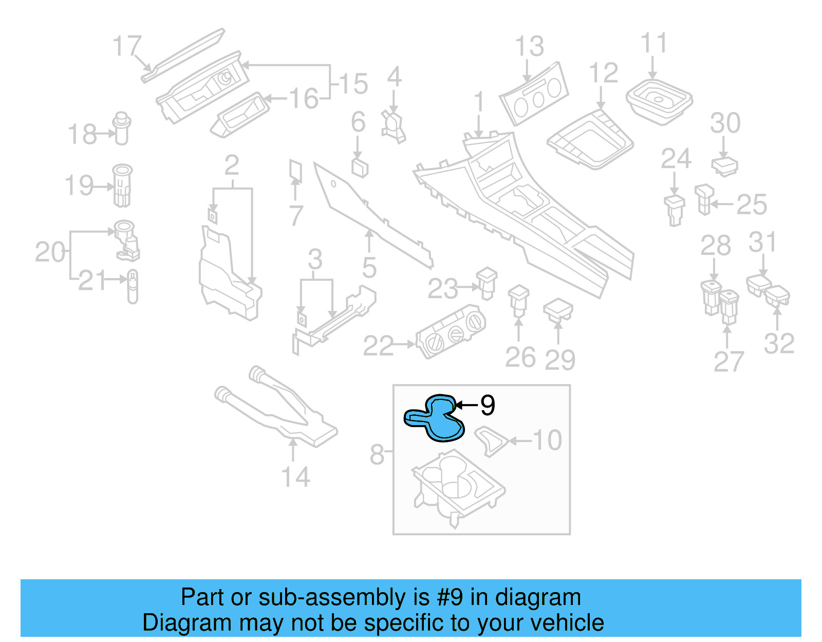 Cup Holder Insert 3C0-863-330-B-95T - View 5