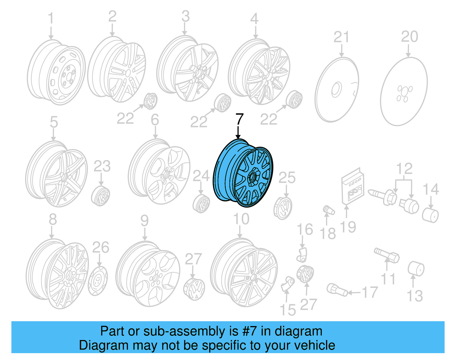 Wheel, Alloy 1K0-601-025-K-8Z8 - View 4