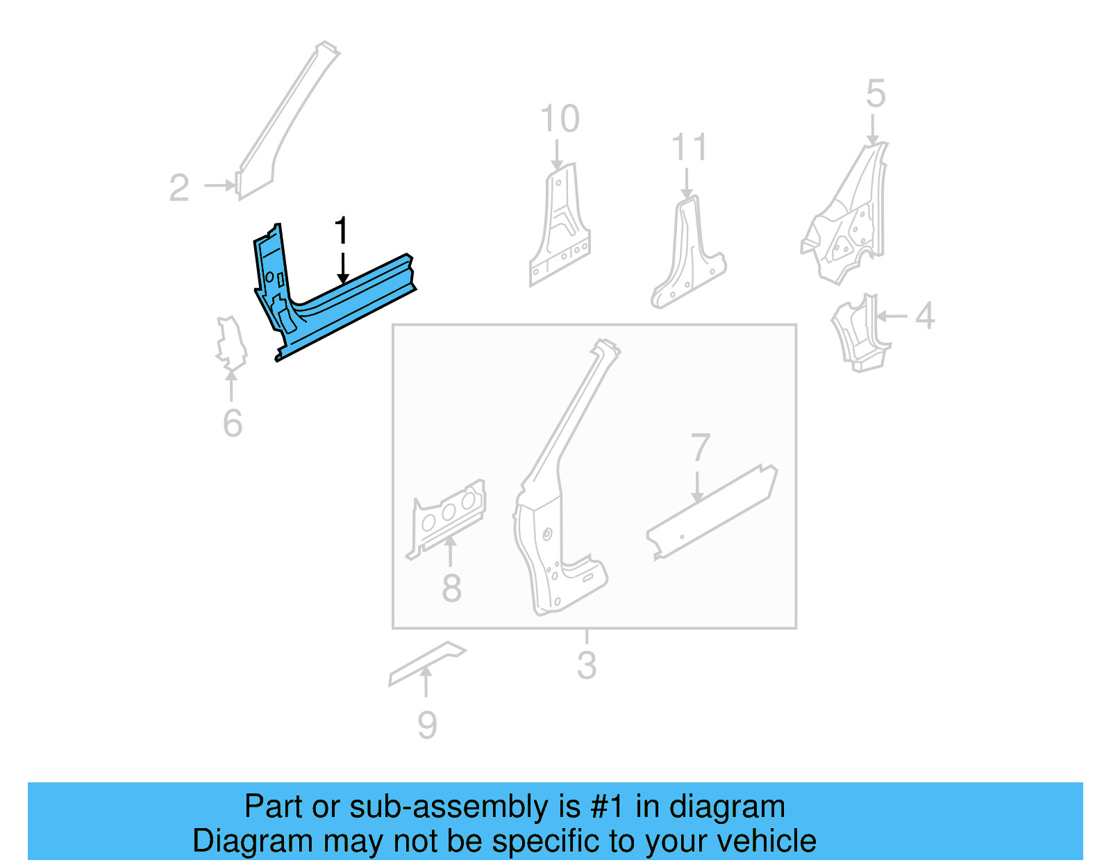 Outer Hinge Pillar 1Q0-809-836 - View 4