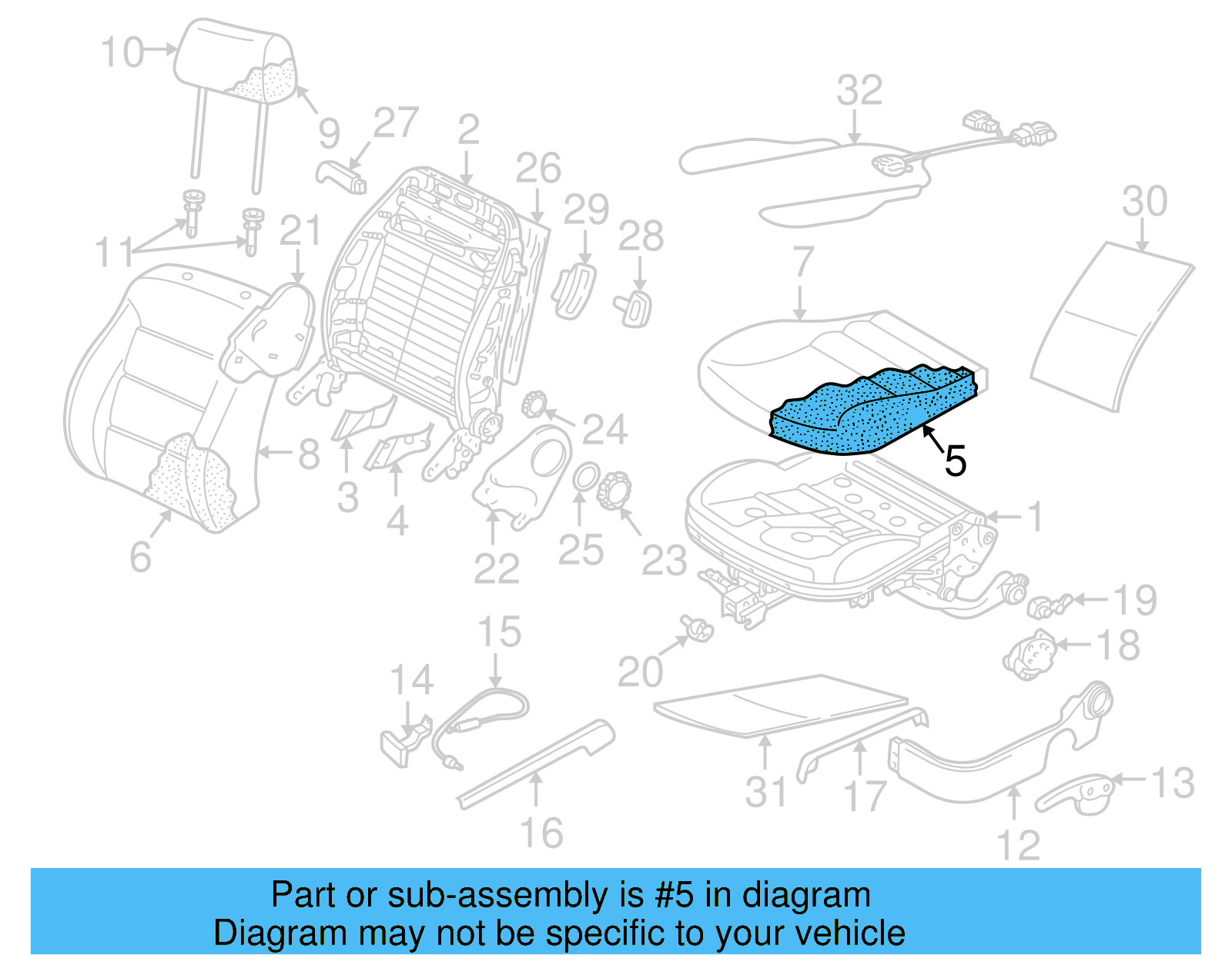Seat Cushion Pad 6X0-881-375-E - View 2