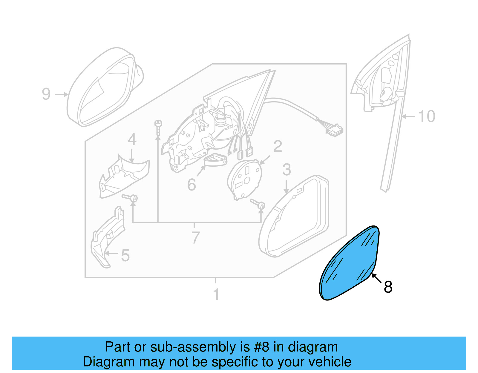 Mirror Glass 5M0-857-521-G - View 2