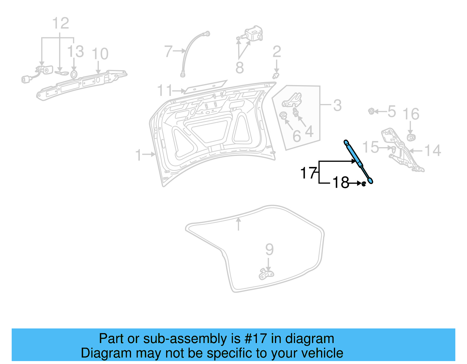 Trunk Lid Lift Support 3B5-827-550-G - View 10