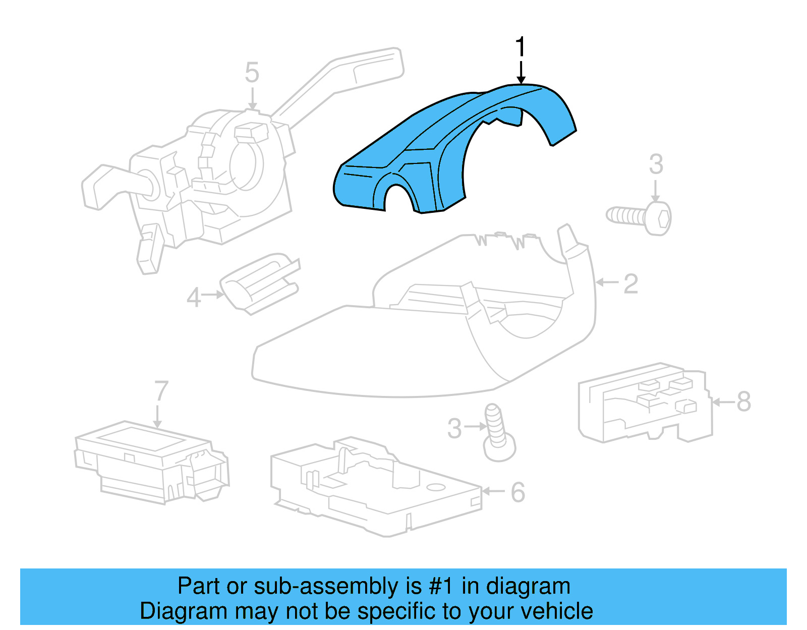 Upper Column Cover 3C0-858-560-D-1QB - View 5