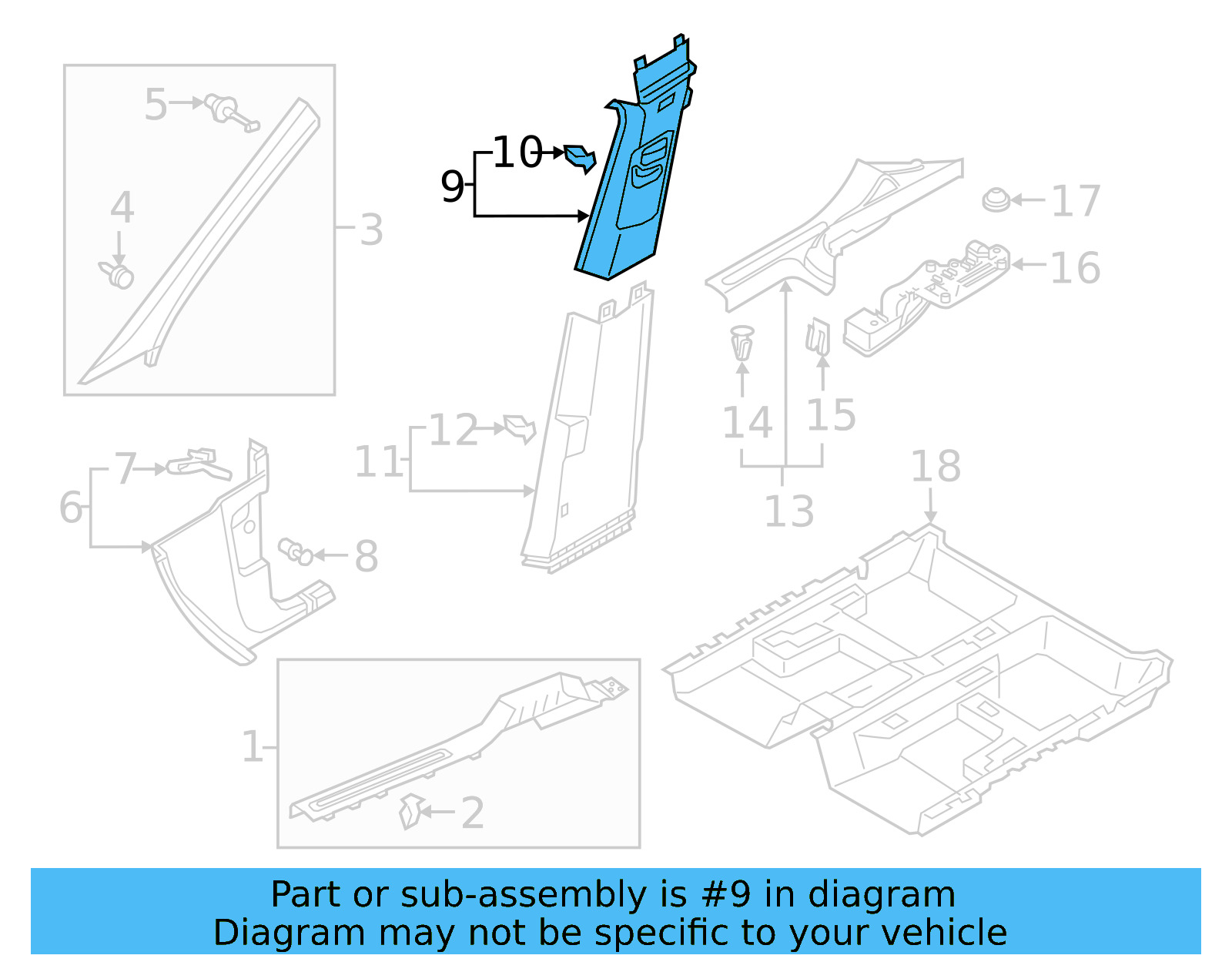 Upper Center Pillar Trim 5NN-867-244-A-82V
