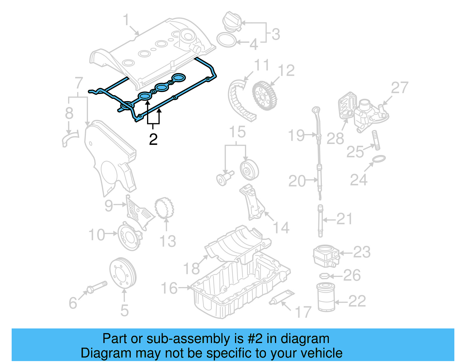 Valve Cover Gasket 058-198-025-A - View 2