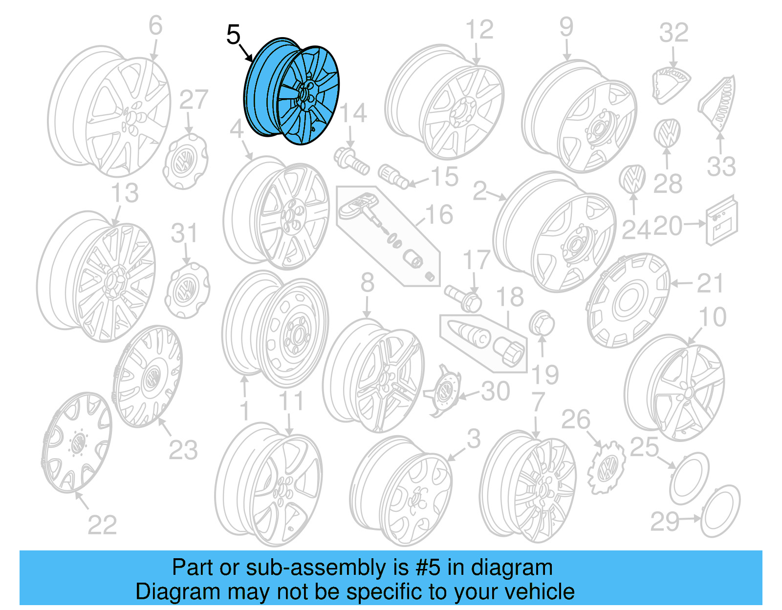 Wheel, Alloy 1C0-601-025-AB-8Z8 - View 9
