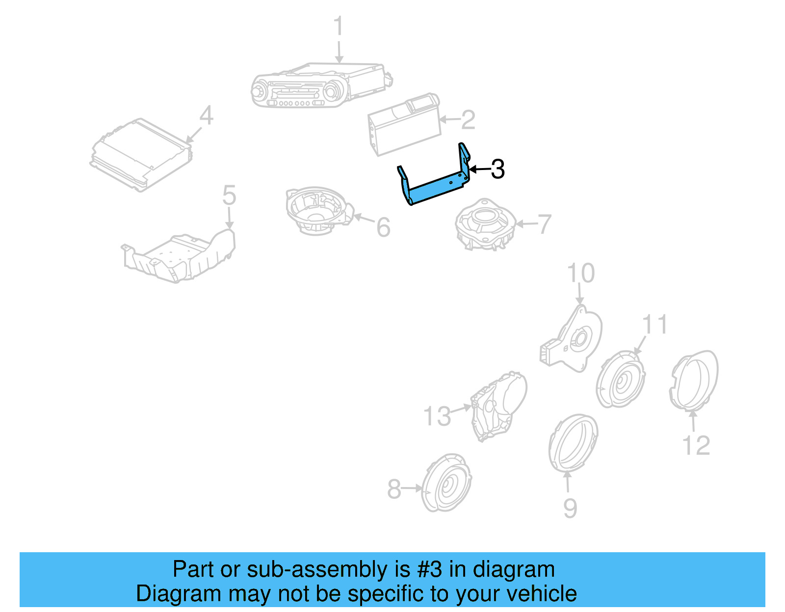 AM/FM CD Cassette Side Bracket 1J0-035-234-A - View 2