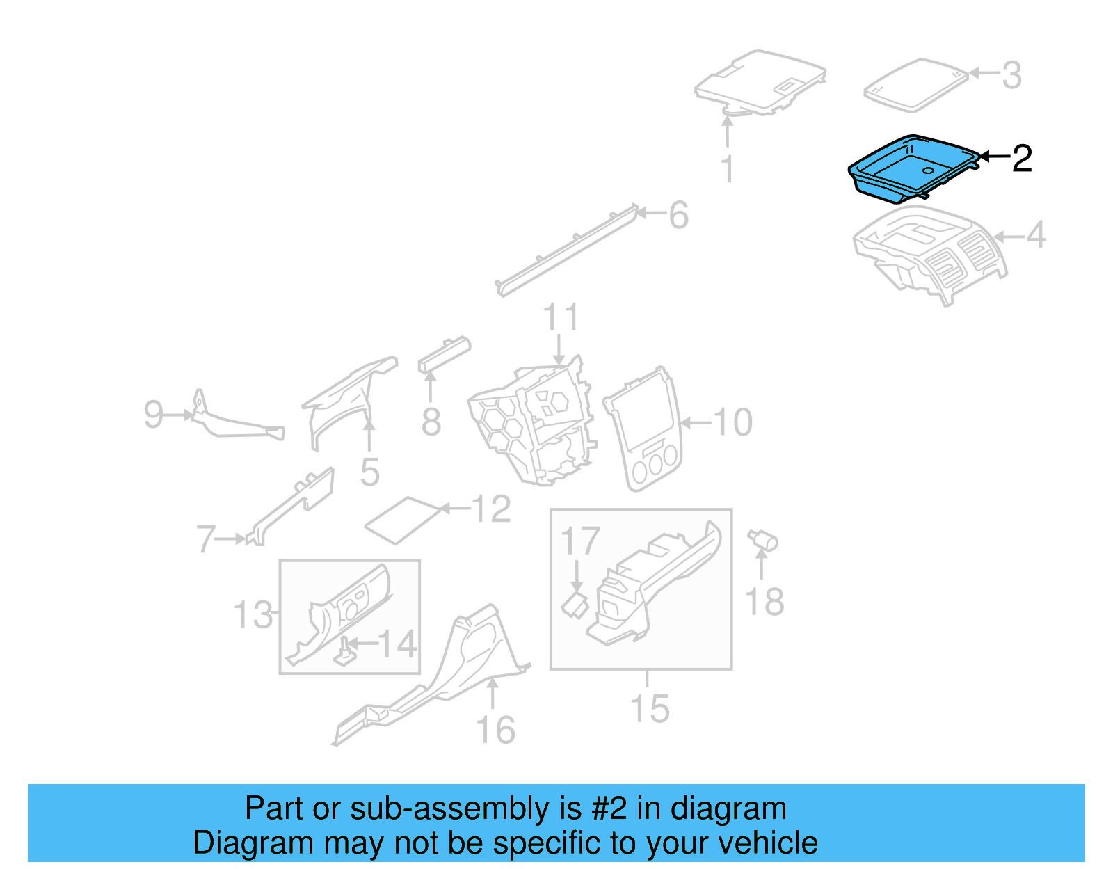 Storage Tray, Center Dash 1K0-857-921-D-1QB - View 6