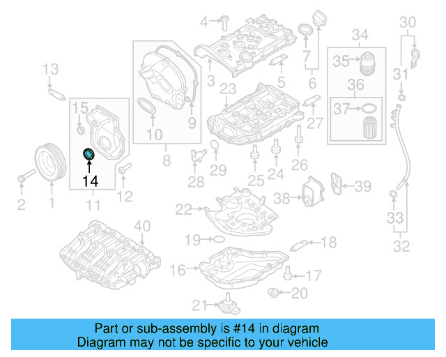 Engine Timing Cover Seal 06H-115-418-AA - View 22