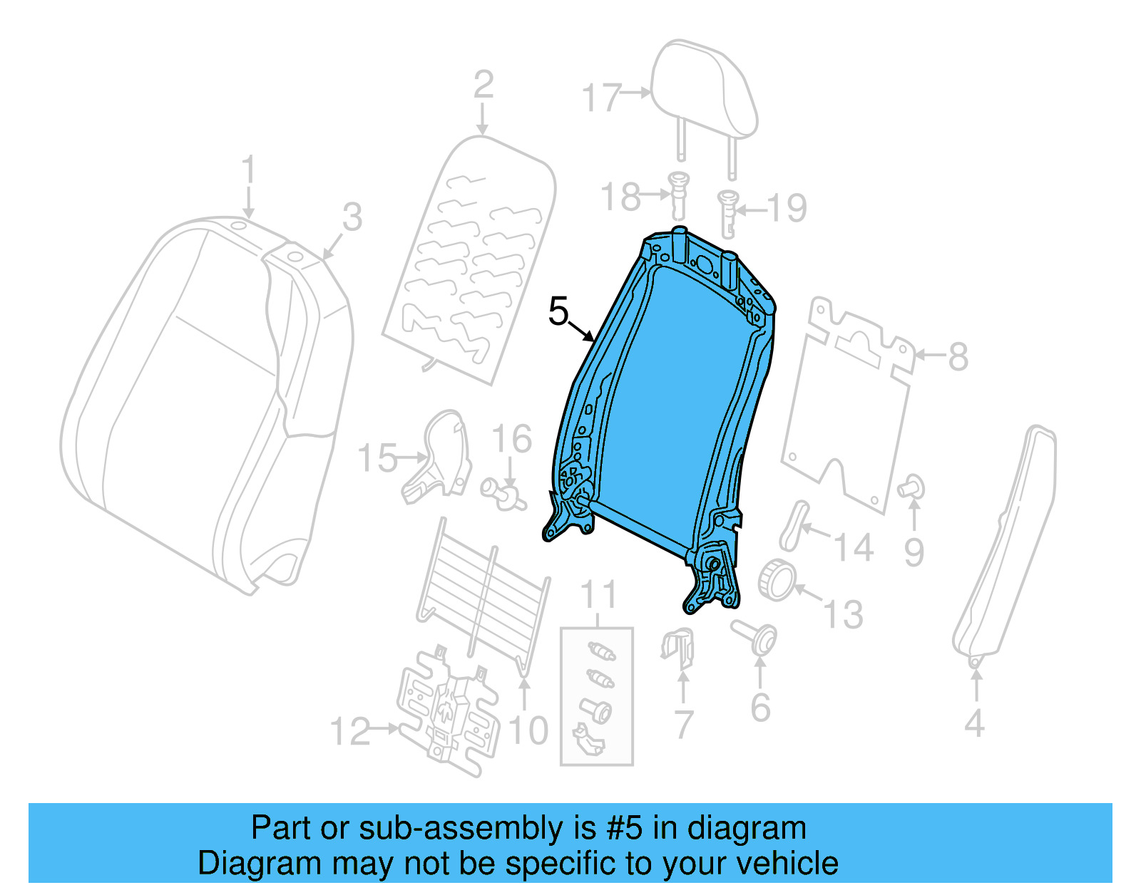 Seat Back Frame 5QM-881-046-K - View 3