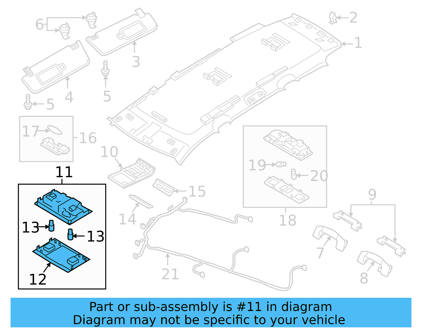Map Lamp Assembly 7T0-959-561-P-KOX - View 4