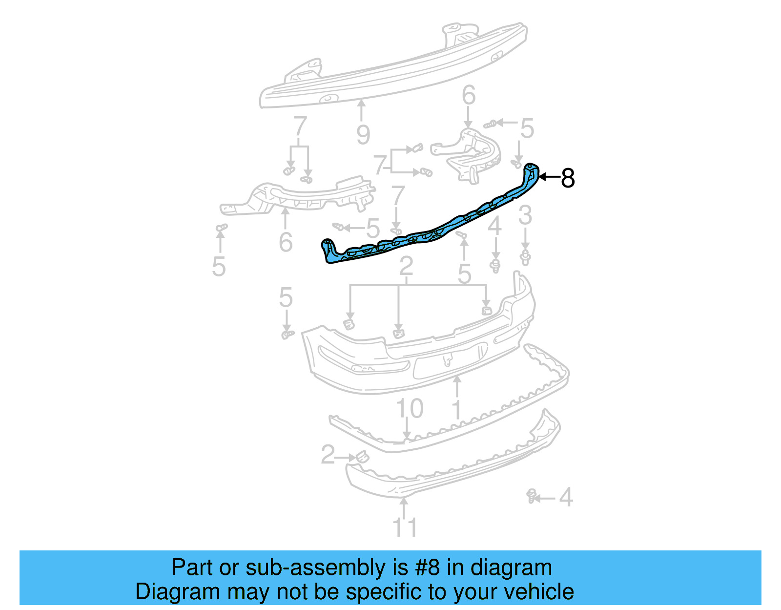 Bumper Cover Support Rail 1J9-807-861-A - View 6