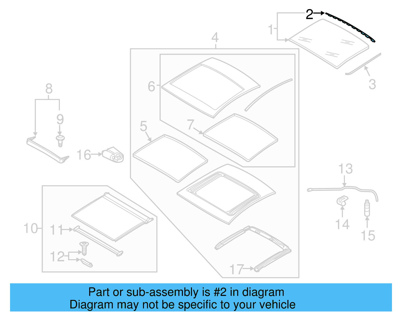Sunroof Glass Rear Seal 5C5-877-913 - View 4