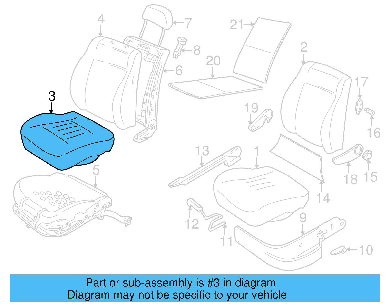Seat Cushion Pad 1H0-881-375-M - View 4