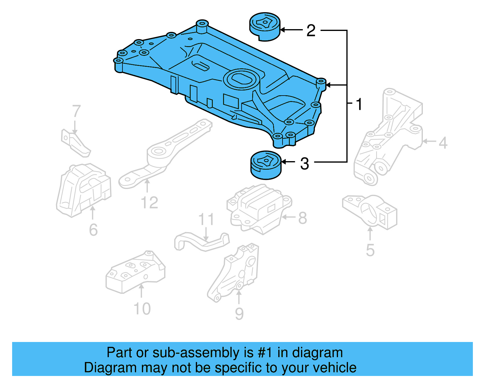 Engine Cradle 1K0-199-313-AM - View 10