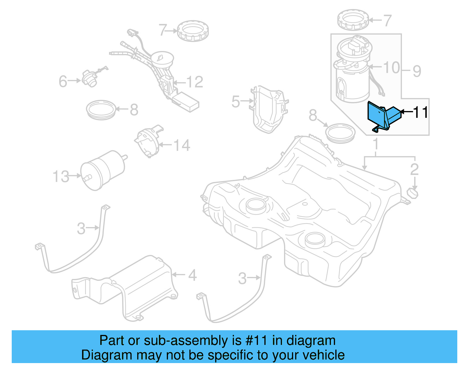 Fuel Sender Unit 8L9-919-673-K - View 2