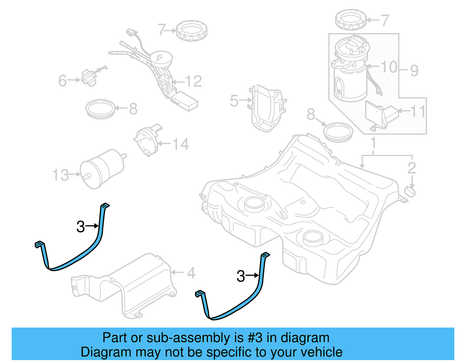 Fuel Tank Strap 1J0-201-655-G - View 2