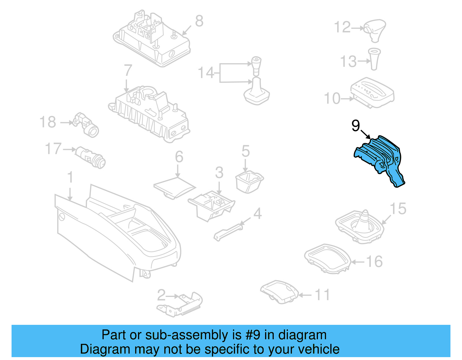 Automatic Transmission Shift Cover Plate 1J0-713-273-C - View 7