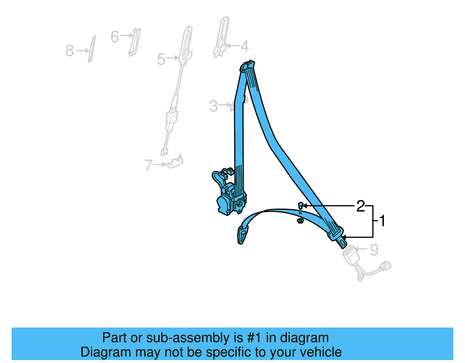 Lap & Shoulder Belt 7L6-857-705-A-NWU - View 6