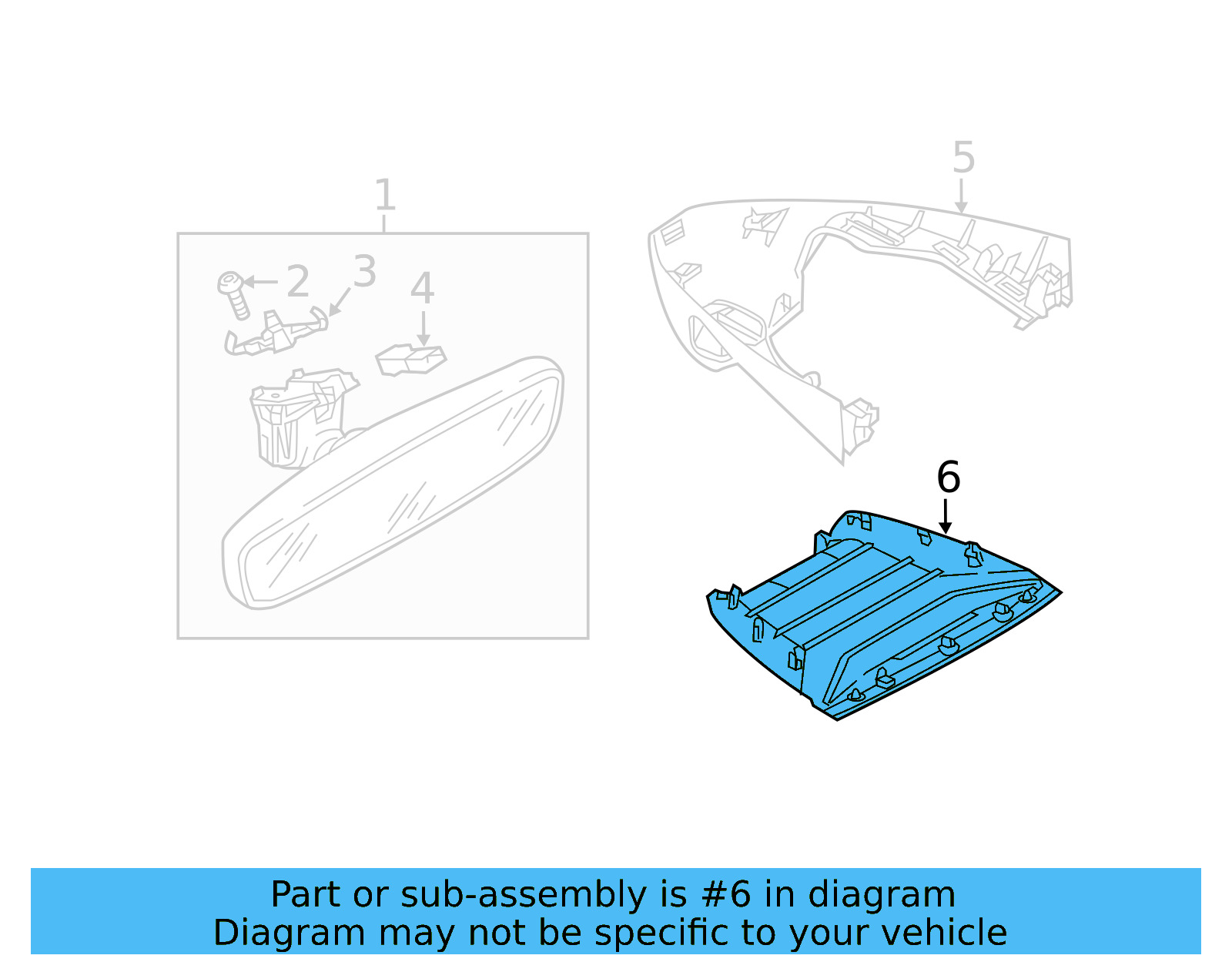 Interior Rear View Mirror Cover 17A-868-438-RM5 - View 5