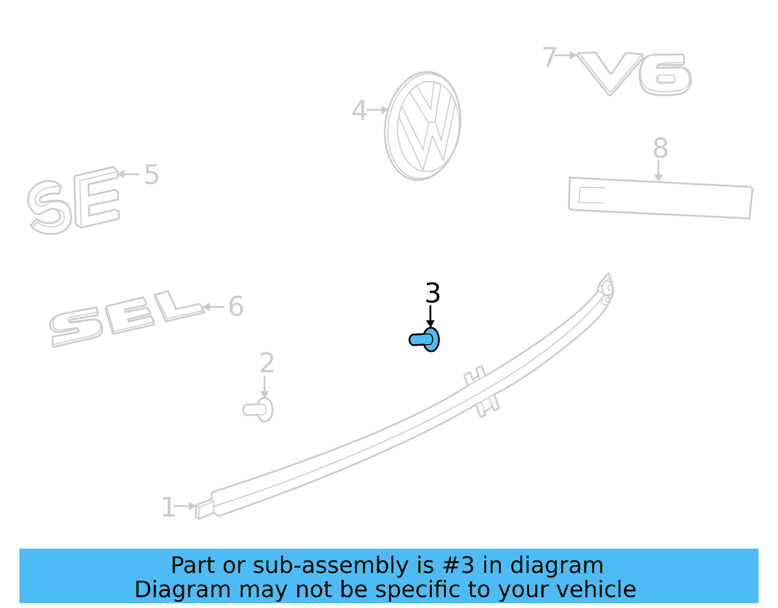 Rear Molding Retainer 191-853-586-C - View 13
