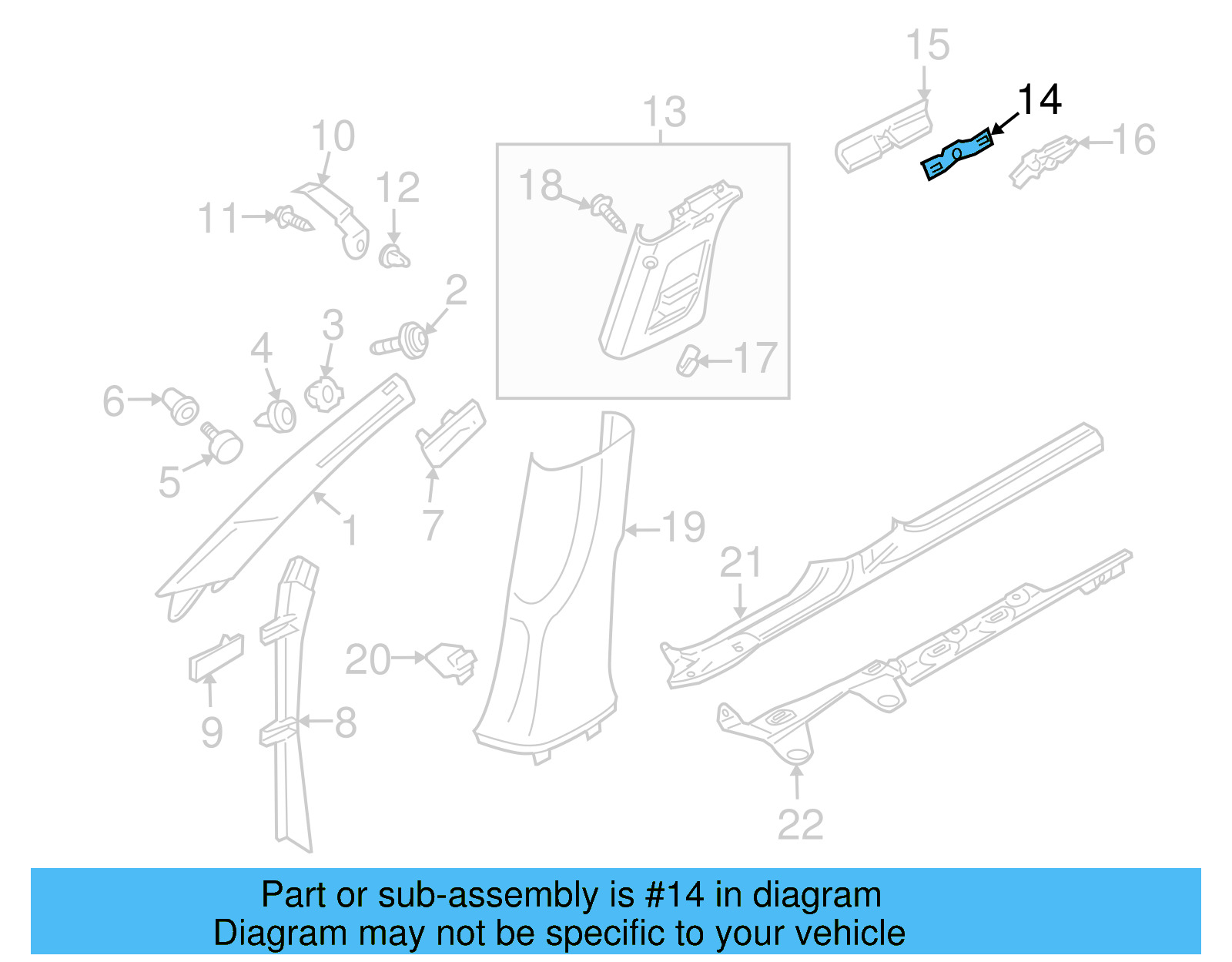 Upper Center Pillar Trim Retainer 3C0-867-283 - View 9