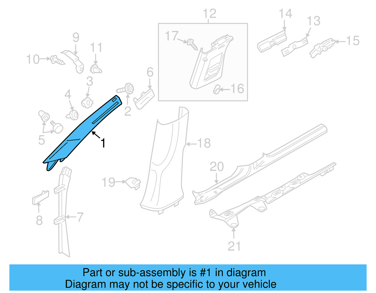 Windshield Pillar Trim 3AA-867-233-A-6K8 - View 6