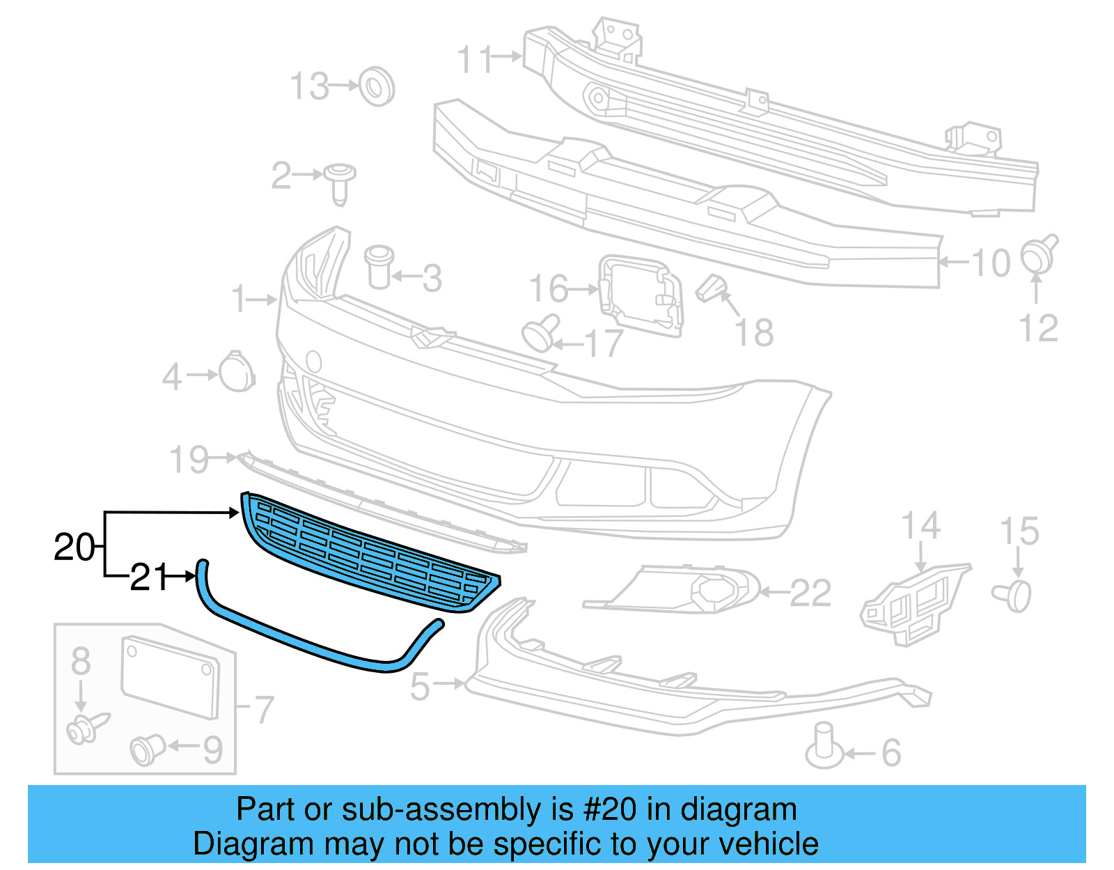 Lower Grille 5C6-853-671-A-9B9 - View 6