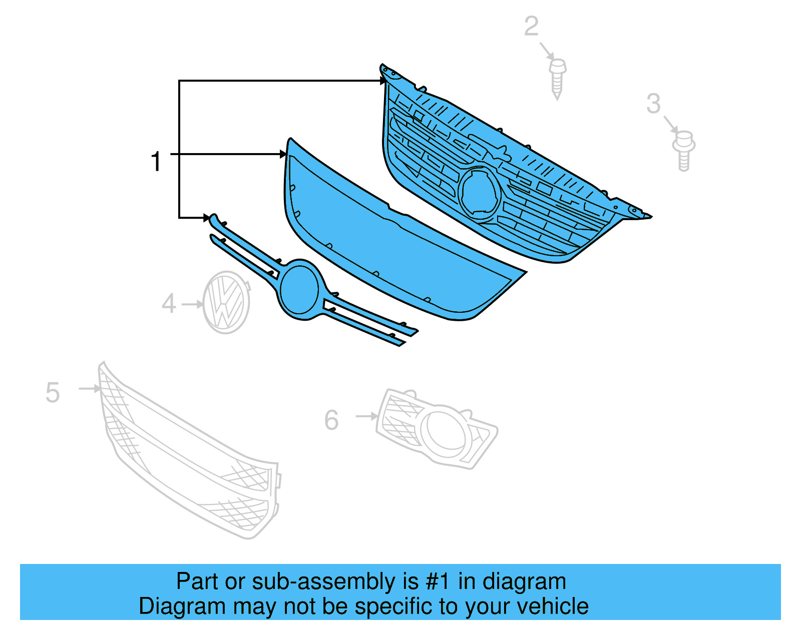 Upper Grille 5N0-853-651-C-2ZZ - View 6
