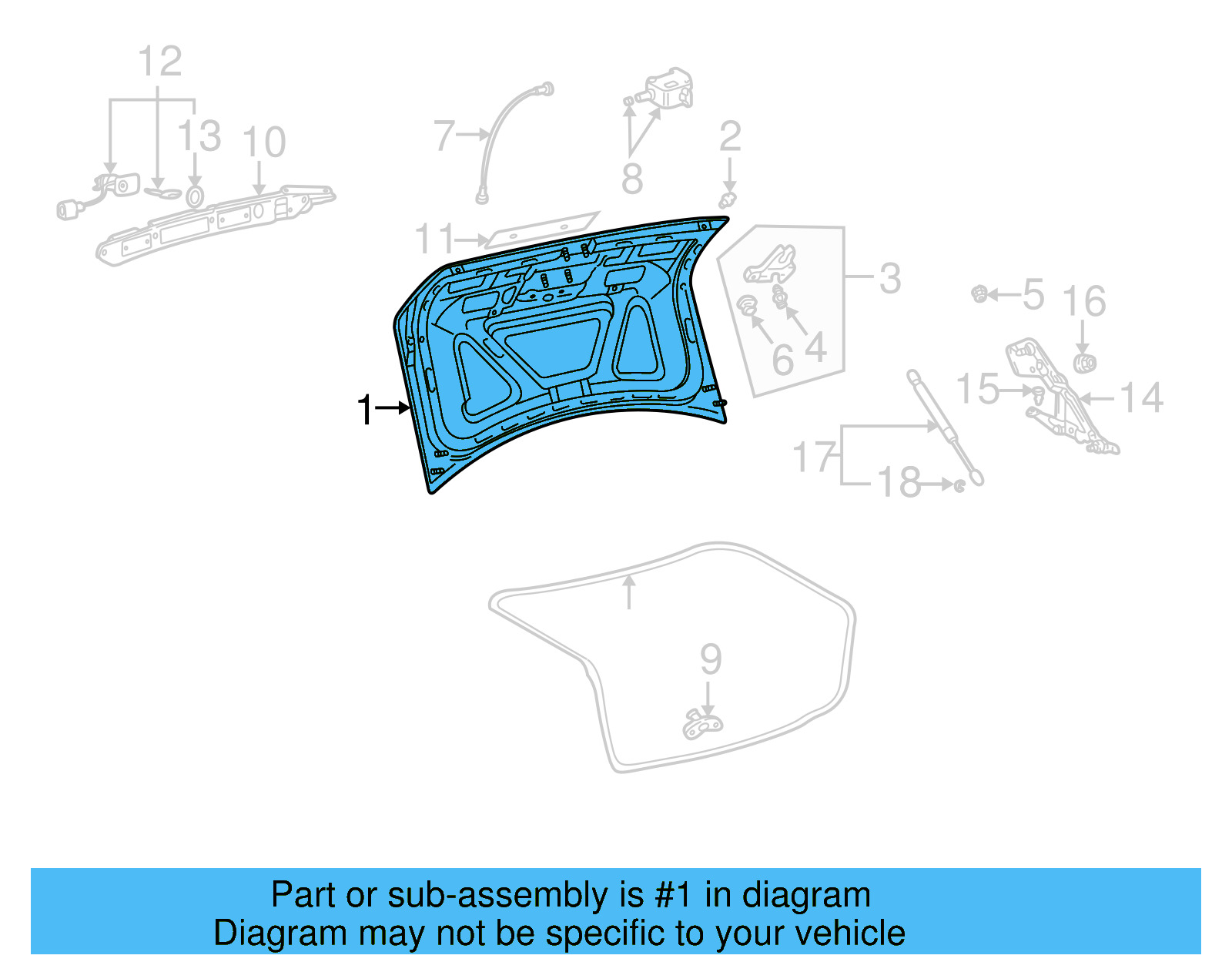 Trunk Lid 3B5-827-025-AL - View 4
