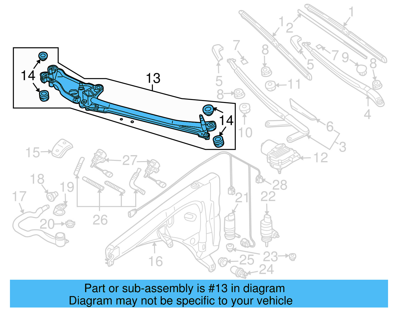 Windshield Wiper Linkage 7L0-955-601-C - View 3