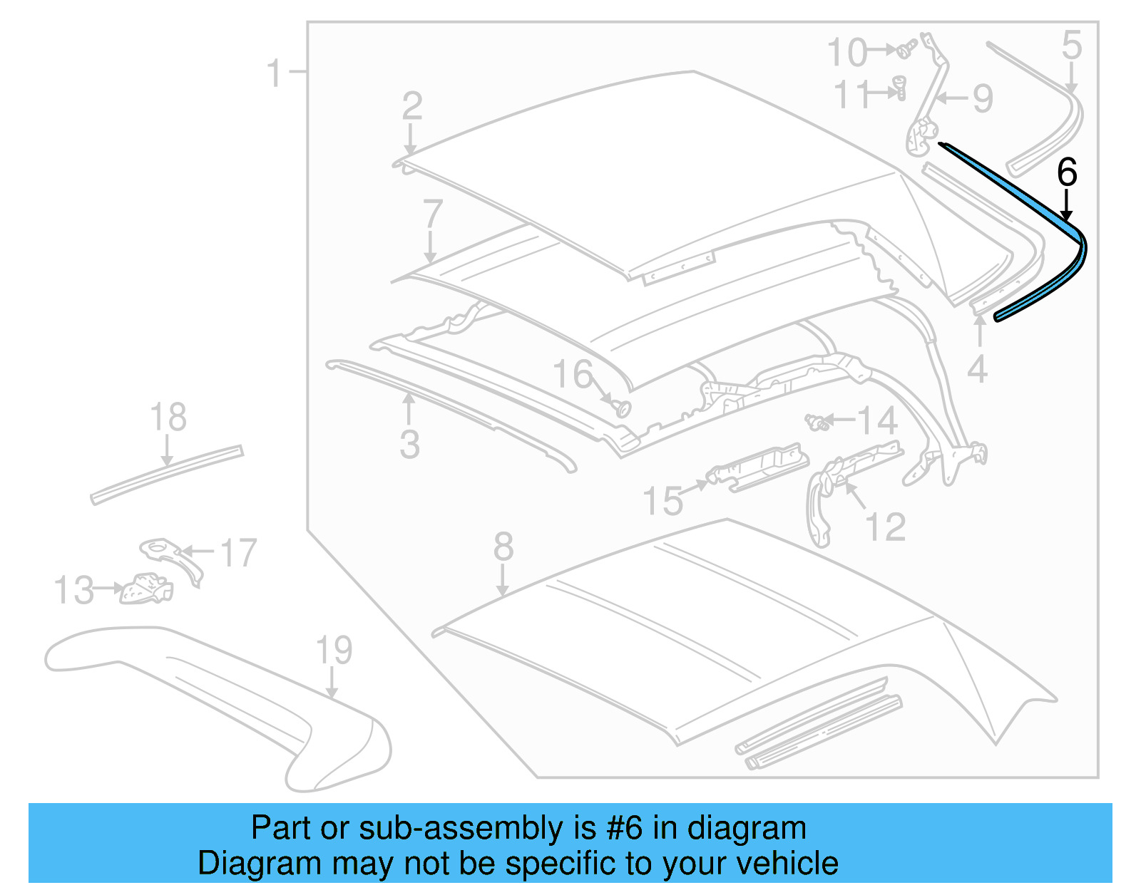 Top Cover Seal Strip 1E0-871-381 - View 6