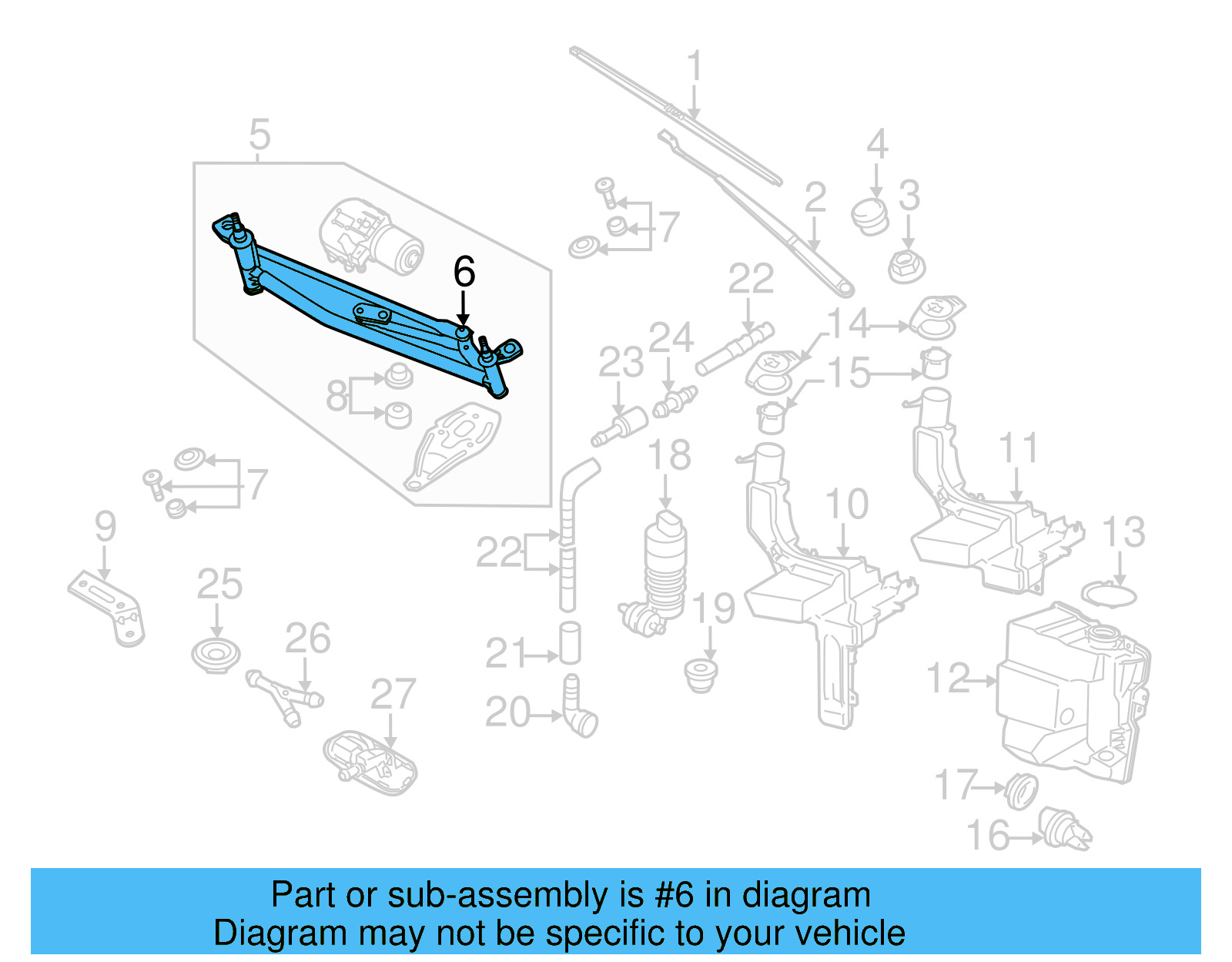 Windshield Wiper Linkage 3C8-955-601-B - View 3