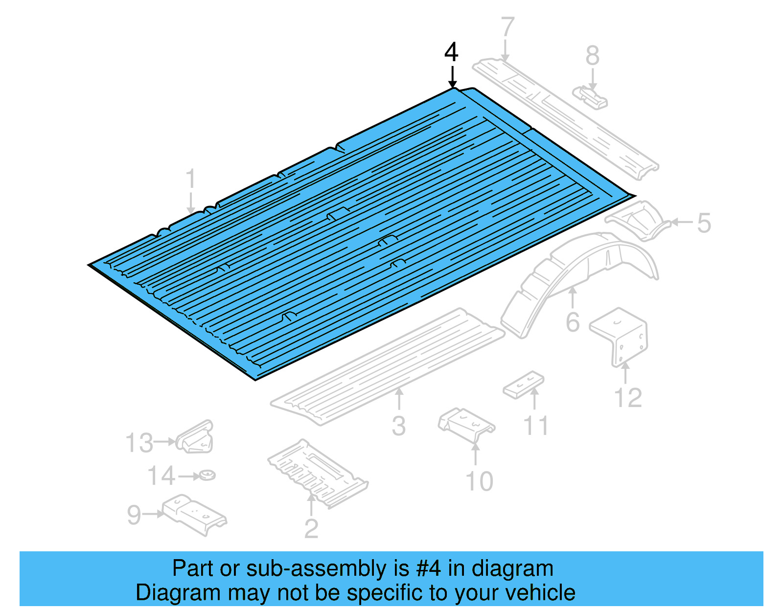 Rear Floor Pan 7D1-801-403-E - View 4