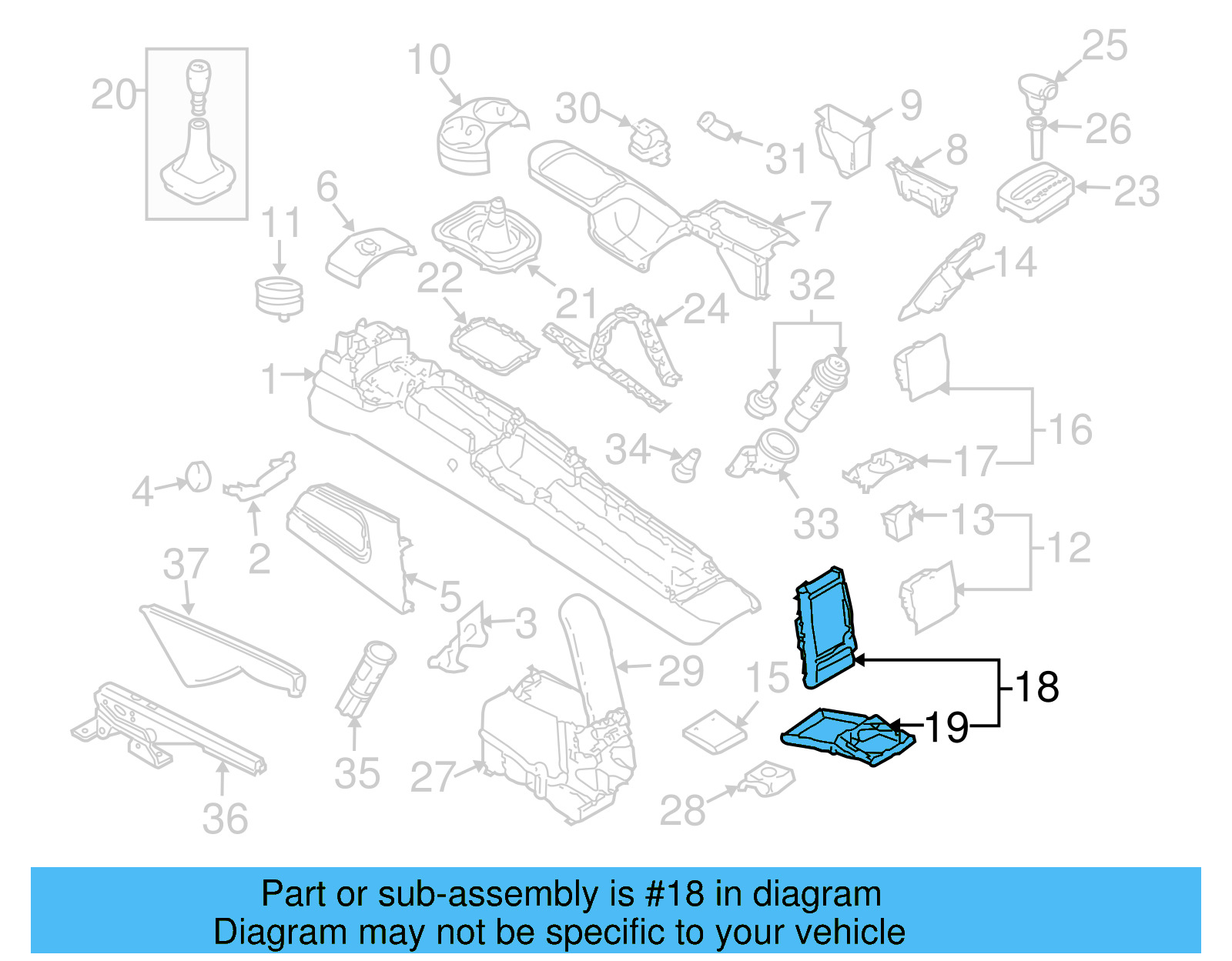 Ashtray Housing 1C0-863-617-G-3SG - View 2