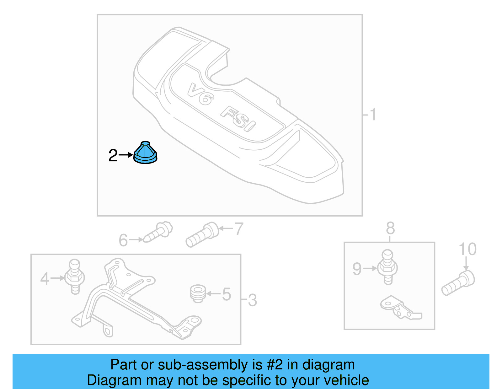 Engine Cover Grommet 07C-133-588-G - View 8
