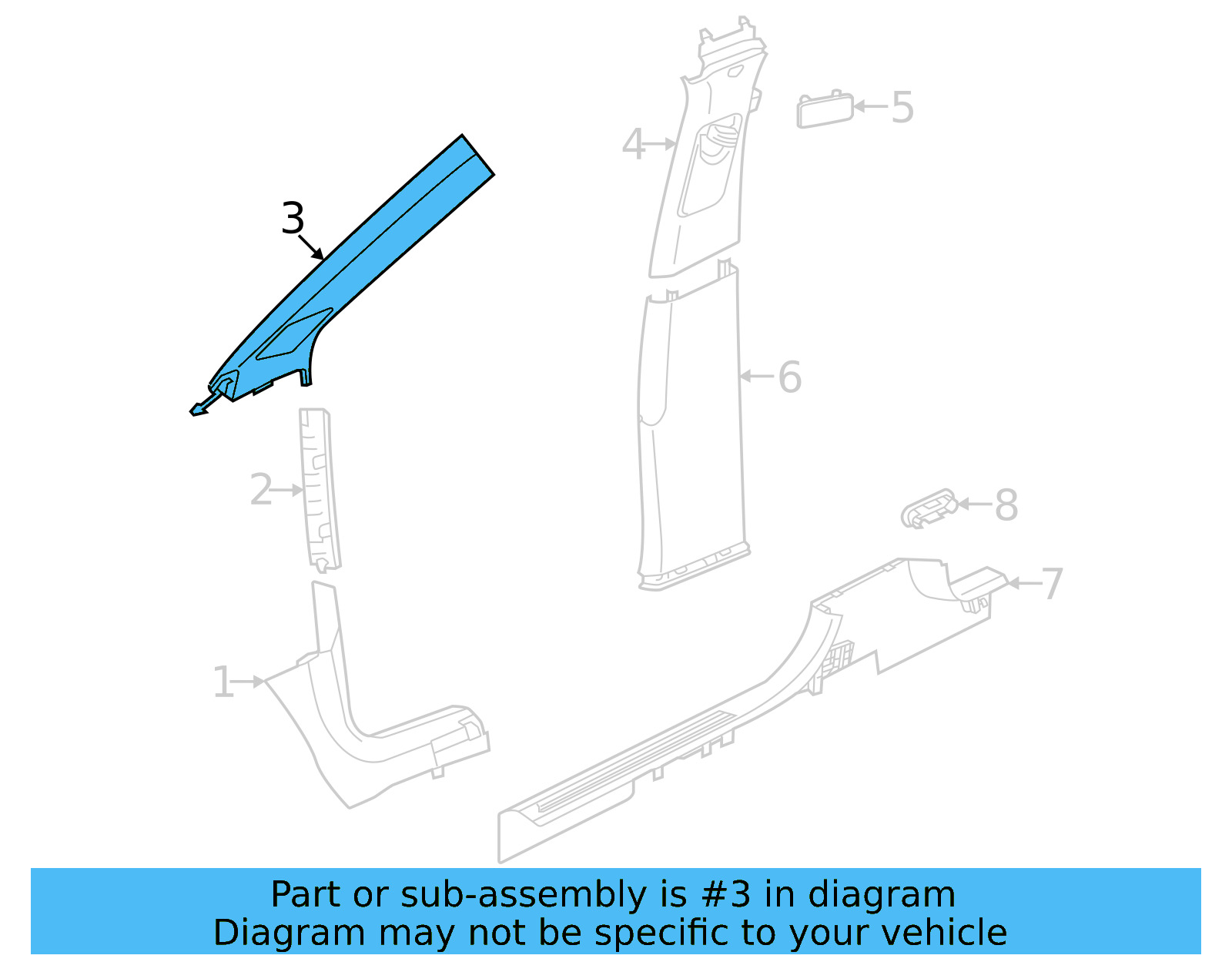Windshield Pillar Trim 11A-867-233-F-4PK - View 4