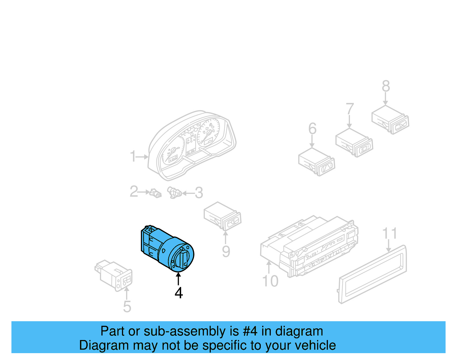 Headlight Switch 1HM-941-531-R-01C - View 5