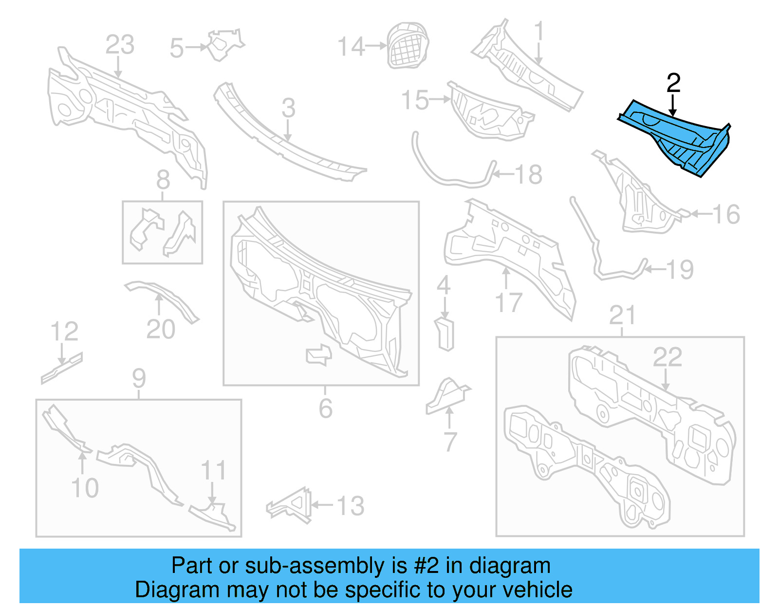 Cowl Grille 7P6-819-401-B - View 7