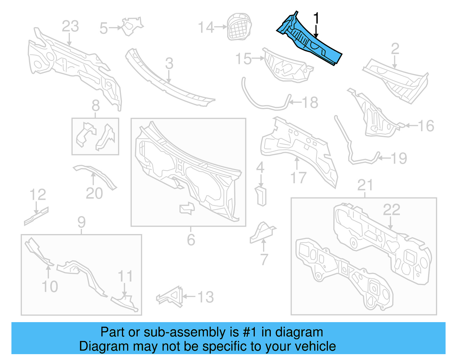 Cowl Grille 7P6-819-402-D - View 4