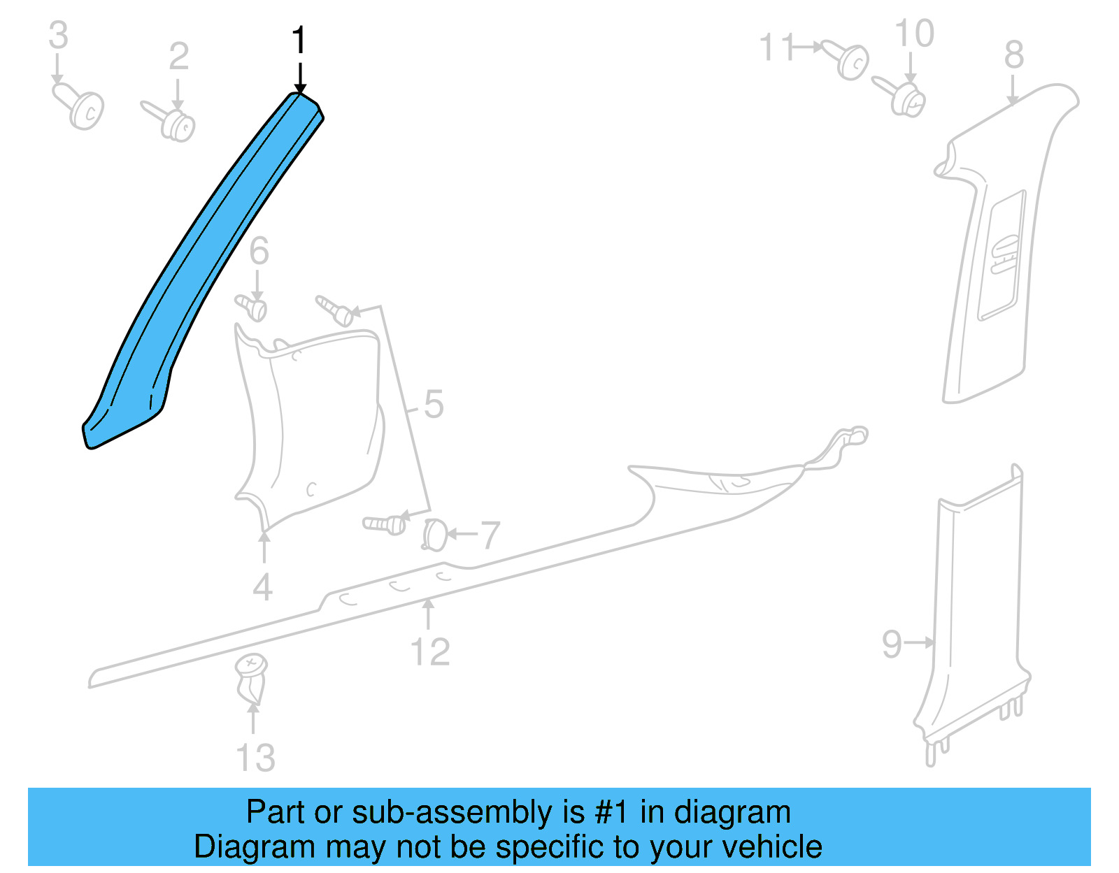 Windshield Pillar Trim 3B0867352A2PK - View 7