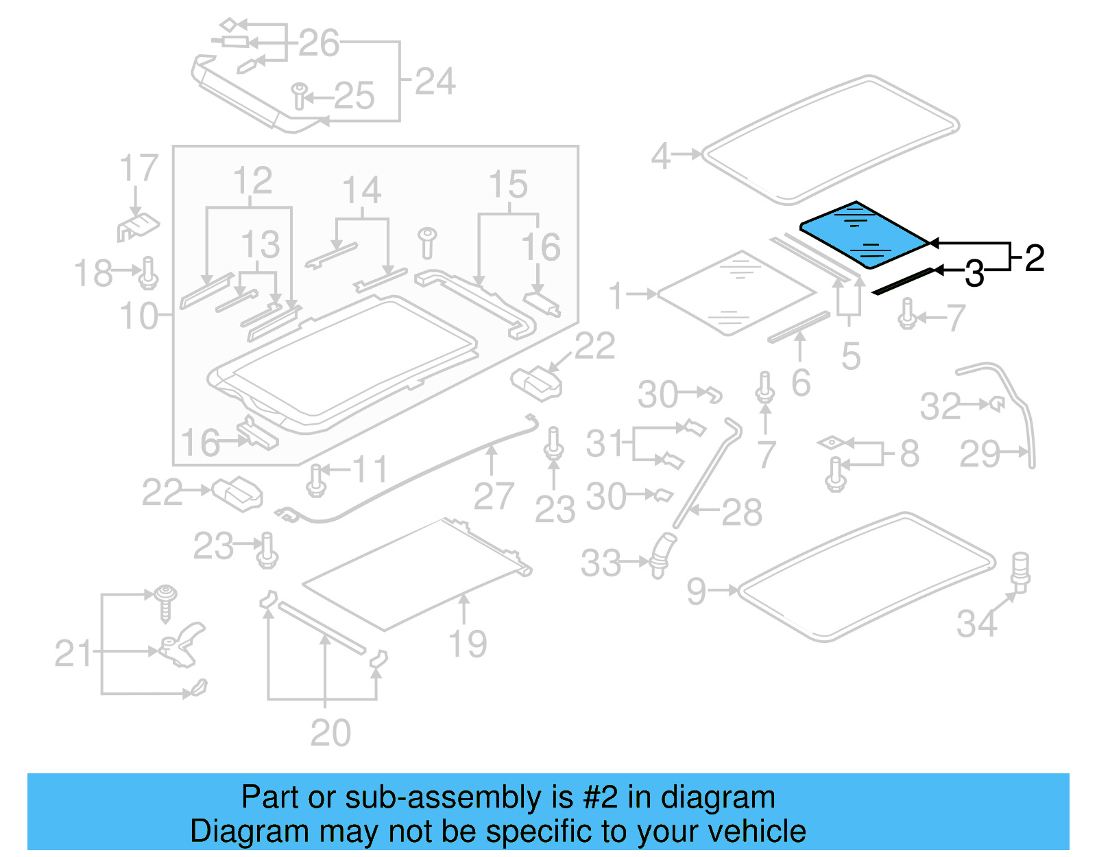 Sunroof Glass 5N0-877-056-B-9B9 - View 6