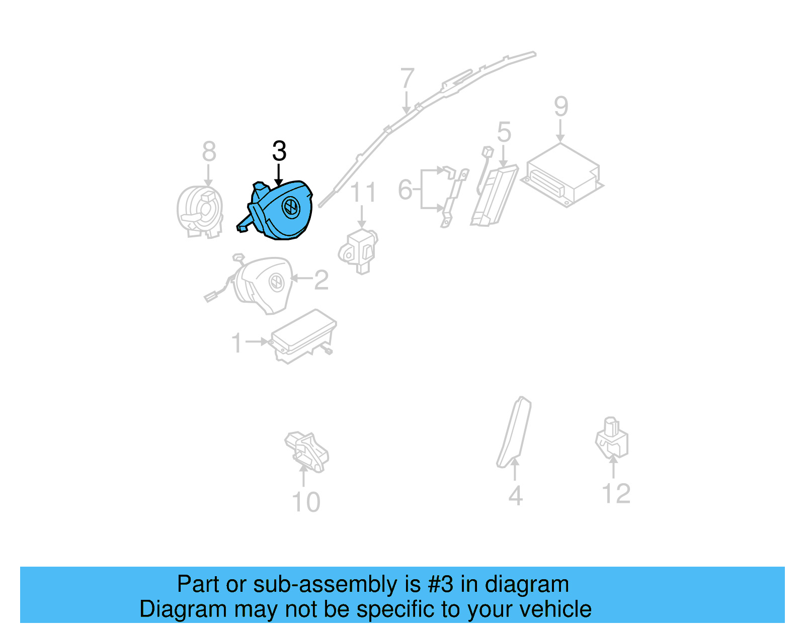 Driver Inflator Module 3C0-880-201-BL-1QB - View 4