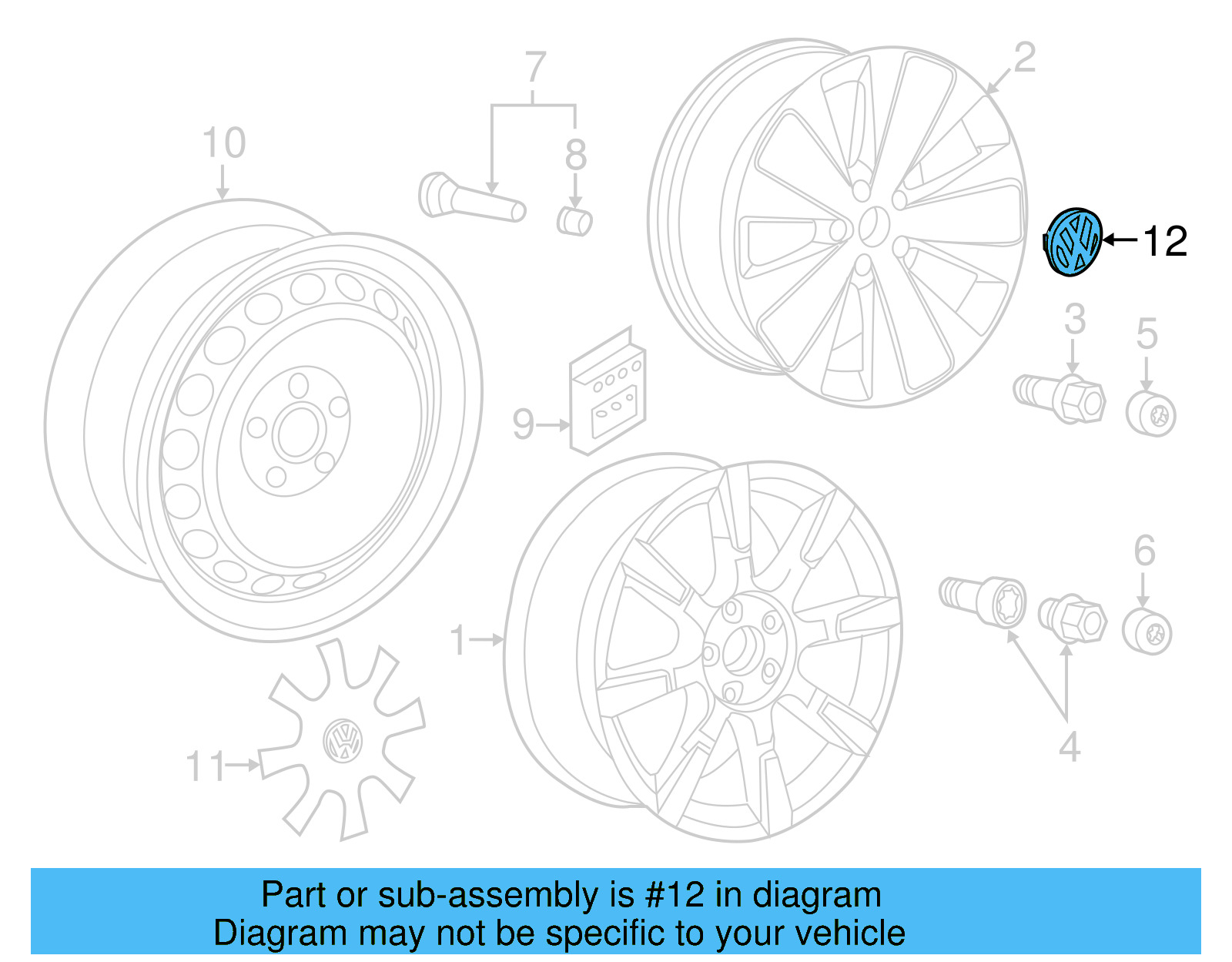 Disk C2R Wheel Center Cap 5C0-601-149-C-QZQ - View 5